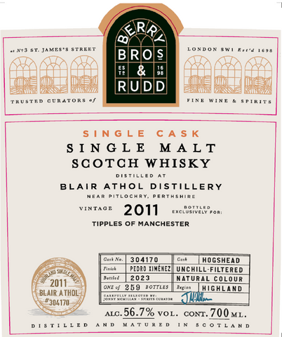 Blair Athol 2011 - PX - Berry Brothers Bottling - Tipples of Manchester